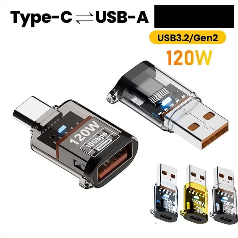 120W Fast Charging USB 3.2 to Type C Adapter OTG 10GB High Speed Data Audio Transfer For PC Tablet Xiaomi Huawei USB C Converter